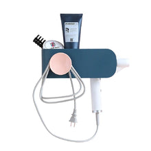 Laden Sie das Bild in den Galerie-Viewer, Aegean blue wall hair dryer holder with dryer and brush

