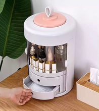Load image into Gallery viewer, Rotating makeup organizer with drawer pulled out
