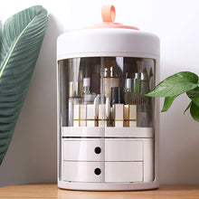 Load image into Gallery viewer, Pink lid rotating organizer filled with cosmetics
