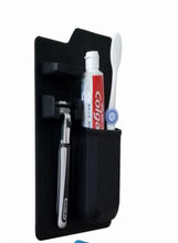 Load image into Gallery viewer, Black silicone toothbrush and razor holder
