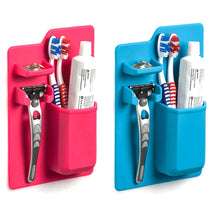 Load image into Gallery viewer, Pink and blue silicone toothbrush holders
