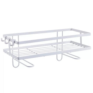 Metal bathroom organizer shelf with multiple storage levels