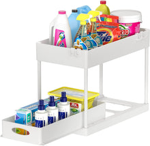 Laden Sie das Bild in den Galerie-Viewer, White 2 tier sliding under sink organizer
