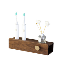 Laden Sie das Bild in den Galerie-Viewer, Walnut electric toothbrush charging station with toothbrushes
